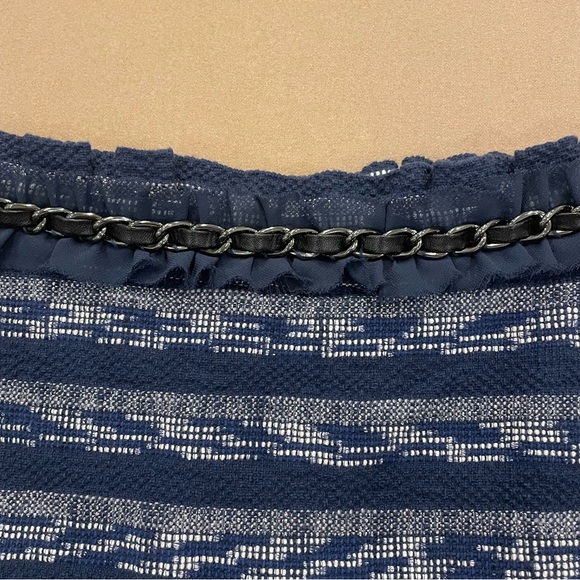 Ramy Brook Shawni Ruffle Chain Trim Metallic Stripe Tweed Mini Skirt Size 8 NWOT - Picture 5 of 11